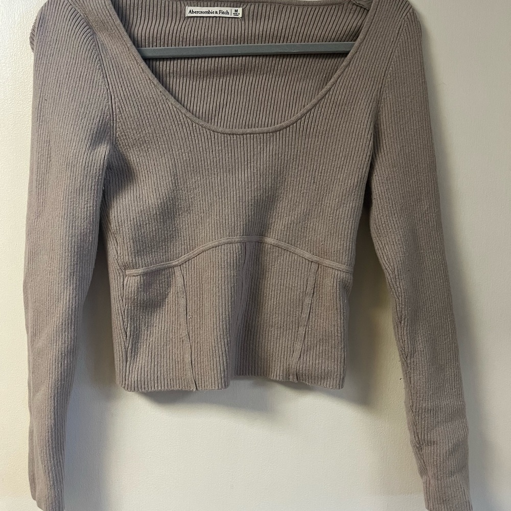 Abercrombie & Fitch Taupe Ribbed Top